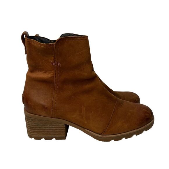 Sorel Cate Iced Tea Women’s Brown Leather Waterproof Ankle Boot Size 11 - Picture 3 of 11